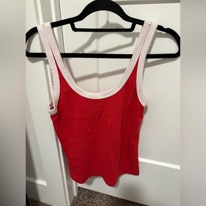 Abercrombie & Fitch Vintage Rib Tuckable Scoopneck Tank Red